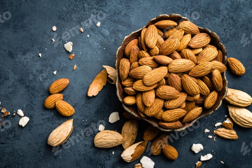 Preview: Almond nuts in bowl. Almonds