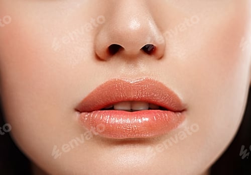 Preview: Woman lips mouth biting lip colorful pink