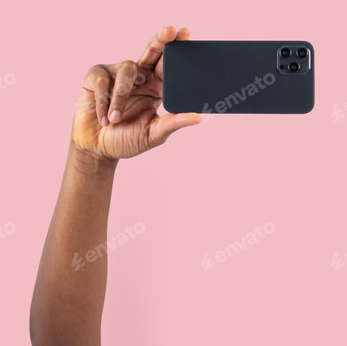 Preview: Social media audience person filming through smartphone