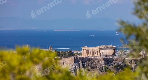 Preview: Athens, Greece. Athens Acropolis and city aerial view from Lycavittos hill