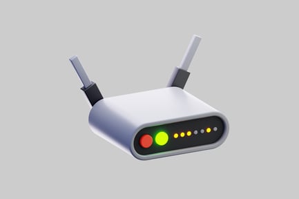 Preview: Wireless router with dual antennas and indicator lights