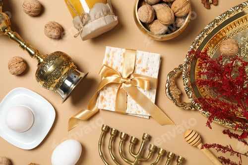 Preview: Concept of jewish Passover holiday, top view