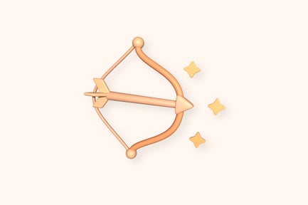 Ilustraciones 3D de iconos de arco y flecha