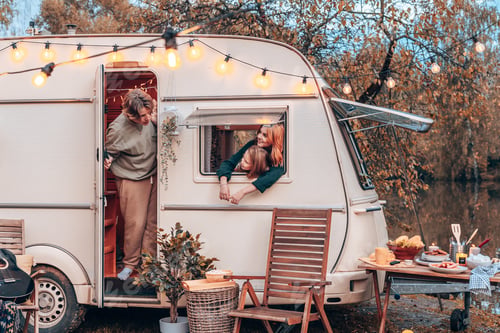 Preview: Three siblings children two sisters and older brother in trailer mobile home or recreational vehicle