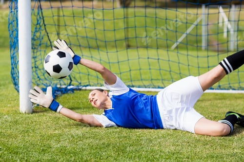 Preview: Female goalkeeper saving a goal