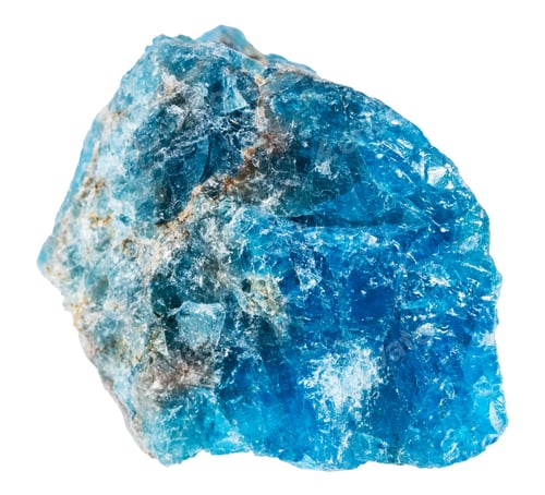 Preview: rough blue apatite mineral isolated on white