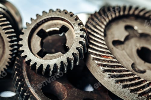 Preview: Close up of old rusty car parts on dark background