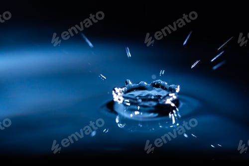 Preview: abstract background of blue water splash falling drop on liquid wave
