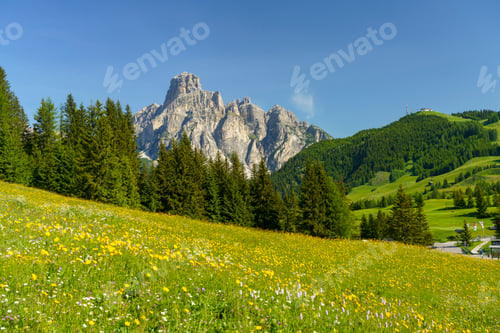 Preview: Mountain landscape along the road to Campolongo pass, Dolomites