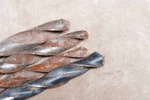 Preview: Closeup shot of old rusty drill bits