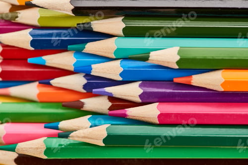 Preview: Bright color wooden pencils with sharpened ends