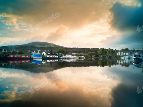 Preview: Moored barges at Graiguenamanagh on Barrow Navigation Canal, Ireland