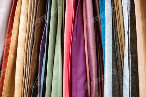 Preview: different types of curtains and fabrics hanging