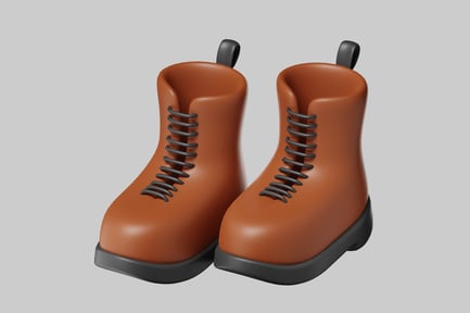Preview: Chunky brown leather boots pair