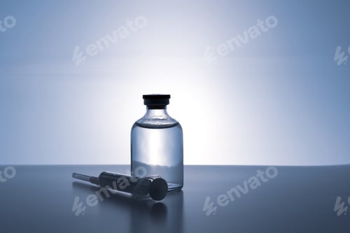 Preview: Bottle with solution for injection and injection needle