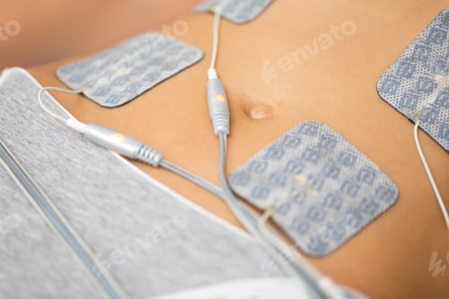 Preview: Therapist applying lipomassage on girls body in spa. Close-up of biostimulating apparatus for anti
