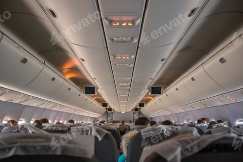 Preview: Interior of airplane with passengers
