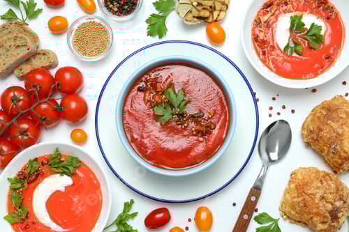 Preview: Tomato Soup Still Life on a White Table