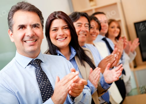 Preview: Business Group Standing In A Row And Applauding