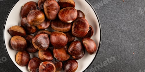Preview: Edible chestnuts delicious treat tasty snack fresh gourmet food background on table