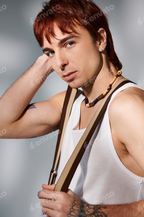 Preview: Fiery style: red-haired man in white tank top