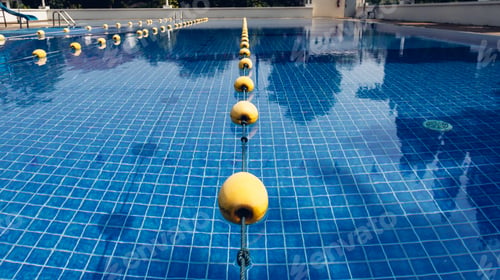 Preview: swimming pool in the Sport Complex. photo of a swimming pool. Empty blue swimming pool