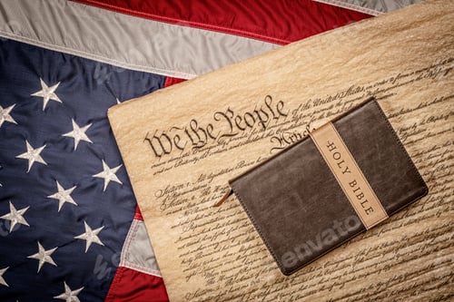 Preview: Holy bible on constitution and American Flag