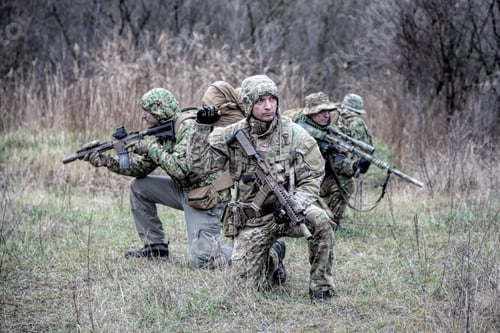 Preview: Military army soldiers tactical teamwork in forest