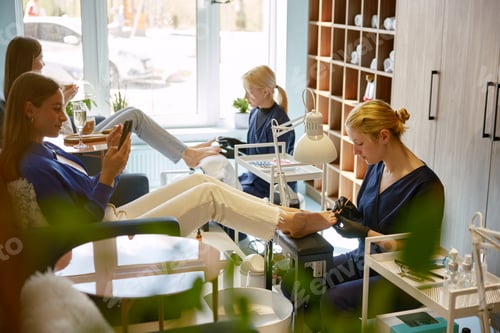 Preview: Woman sharing video of pedicure procedure in social media network