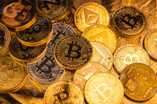 Preview: gold bitcoin and crypto coin background