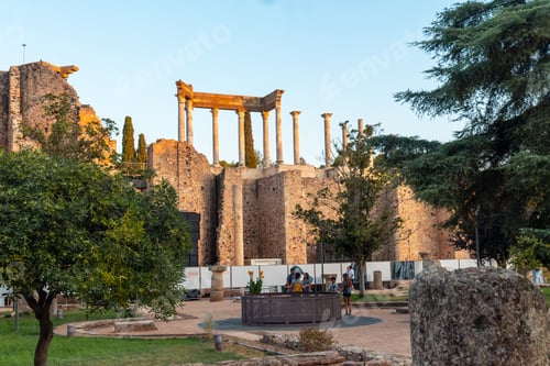 Preview: Roman Ruins of Merida, Peristyle of the Roman Theater. Extremadura, Spain
