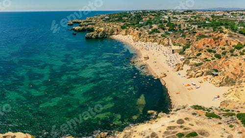 Preview: Aerial view of amazing Praia dos Paradinha beach, Albufeira, Algarve, Portugal
