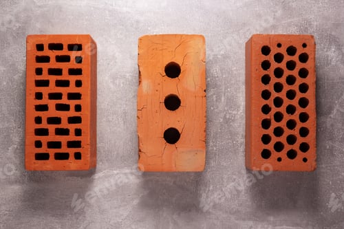 Preview: Construction brick on cement background. Brick and wall texture or floor