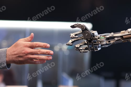 Preview: a touch or a handshake, a robot of the future,new technology, science, cyborg, museum, new art