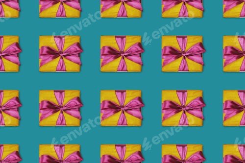 Preview: seamless christmas background with gift boxes with bows