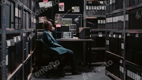 Preview: Private inspector examining clues and records