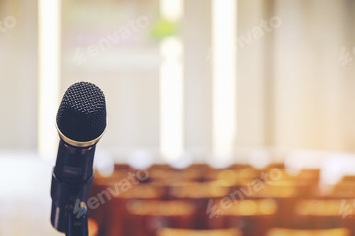 Preview: Handle microphone in meeting room backgrounds, conference hall in school and college.