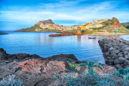 Preview: Unbelivable view of Medieval town of Castelsardo. Cityscape of Castelsardo port.