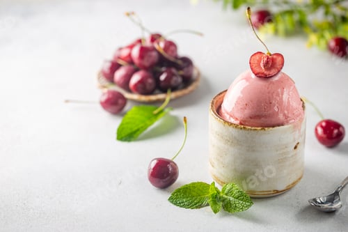 Preview: Bowl of cherry ice cream