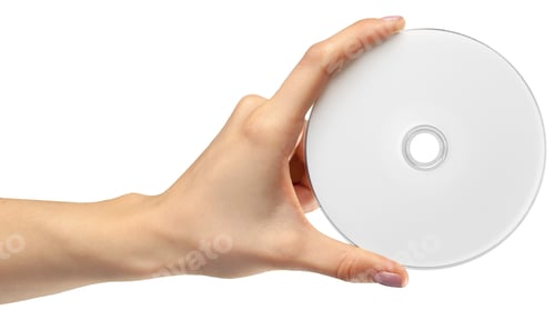 Preview: hand holds a compact disk(cd) isolated