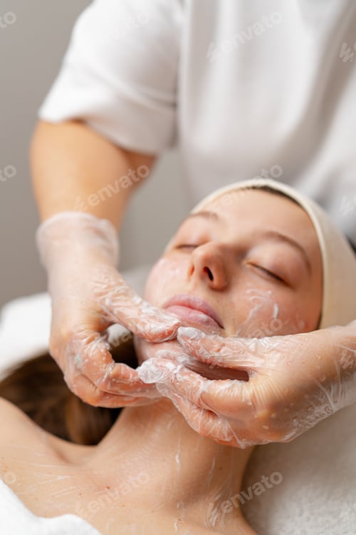 Preview: cosmetic procedure to rejuvenate the skin of the face patient in a cosmetology clinic doctor does be