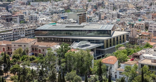Preview: Acropolis museum aerial birds eye view, Athens, Greece