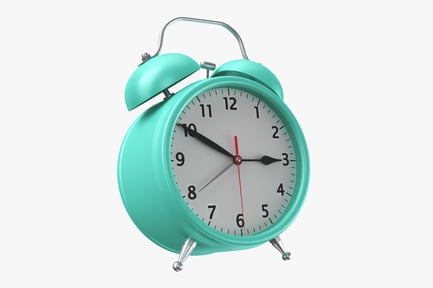 Preview: Teal Alarm Clock with White Face and Black Numerals