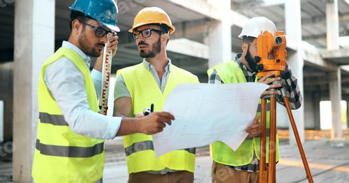 Preview: Team of architects people in group on construciton site