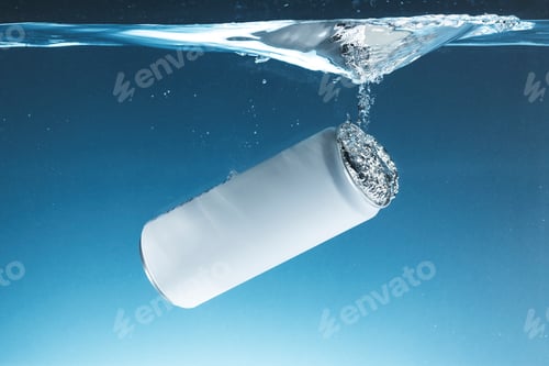 Preview: White soda can in water