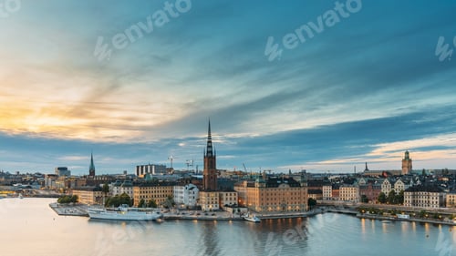 Preview: Stockholm, Sweden. Scenic View Of Stockholm Skyline At Summer Evening. Famous Popular Destination