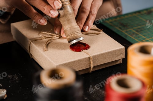 Preview: Manual wax seal process for artisan gift packaging