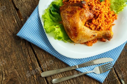 Preview: Tasty dish of chicken thigh with rice