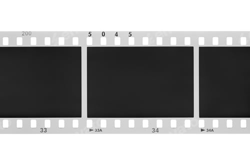 Preview: Film strip frame with blank frames isolated on a white background.