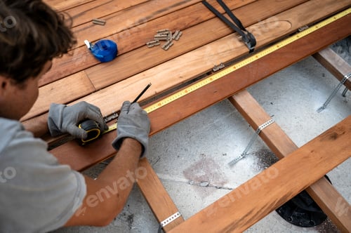 Preview: Precise wooden deck construction in progress